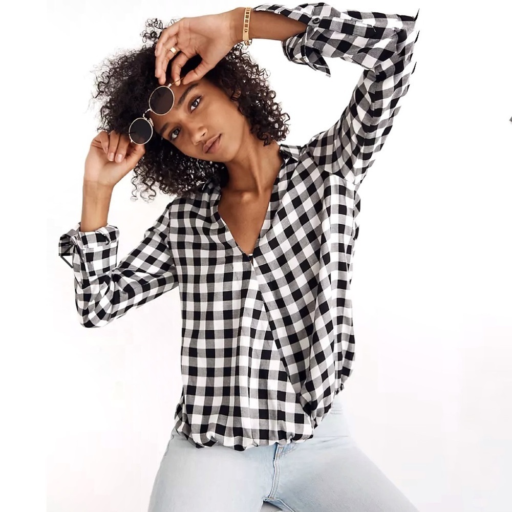 Madewell‎ Wrap Front Shirt Buffalo Plaid Large